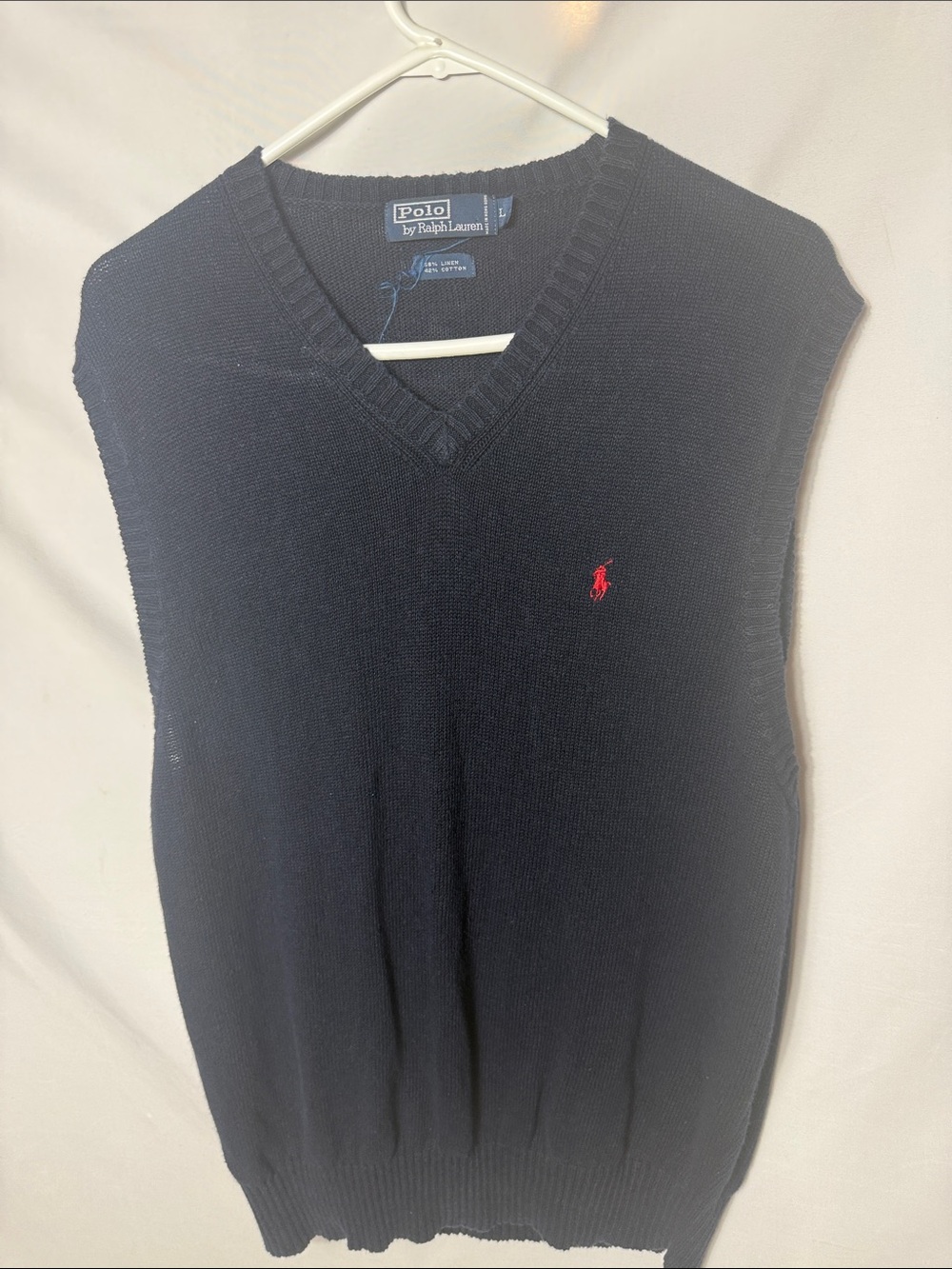 Polo by Ralph Lauren Navy V-Neck Knit Sweater Vest with Red Pony Logo